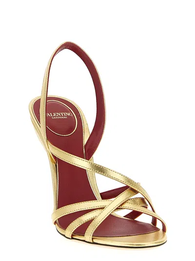 Valentino Garavani Fetishique Sandal In Laminated Nappa 105mm Woman Antique Brass 40
