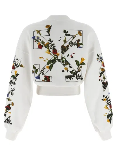 Off-white Arrow Flower Cropped Crew Neck Logo Sweatshirt