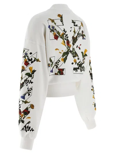 Off-white Arrow Flower Cropped Crew Neck Logo Sweatshirt