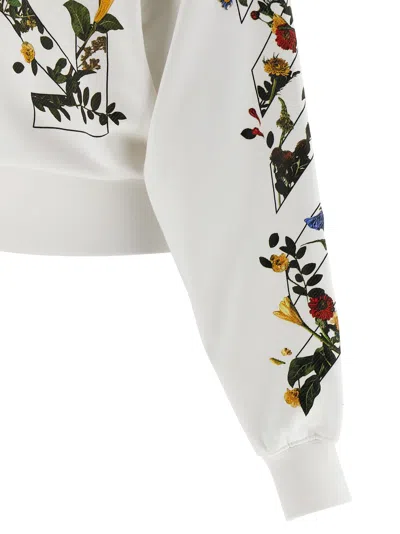 Off-white Arrow Flower Cropped Crew Neck Logo Sweatshirt