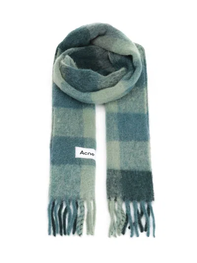 Acne Studios Fringed Scarf Scarves And Foulards Green In Blue