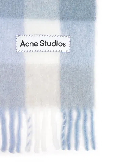 Acne Studios Fringed Scarf Scarves And Foulards Light Blue In Multi