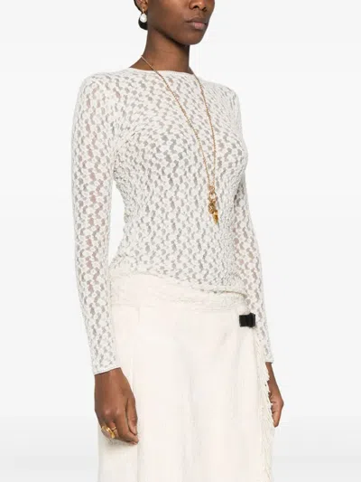 Isabel Marant Gaelle Long-sleeved Stretch Lace Top In White