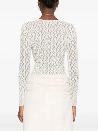 Isabel Marant Gaelle Long-sleeved Stretch Lace Top In White
