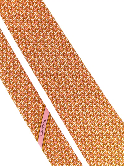 Ferragamo Gancini Polka Dot Print Tie Ties And Papillon Orange In Orange