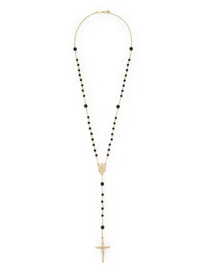 Dolce & Gabbana Sicily Rosary Necklace 18-carat Yellow Gold And Black Jades In Gold