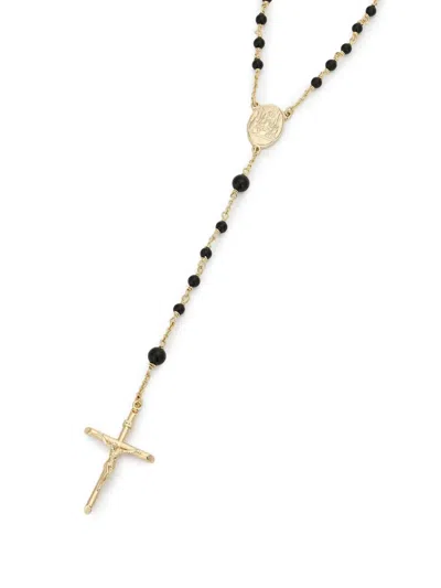 Dolce & Gabbana Sicily Rosary Necklace 18-carat Yellow Gold And Black Jades In Gold