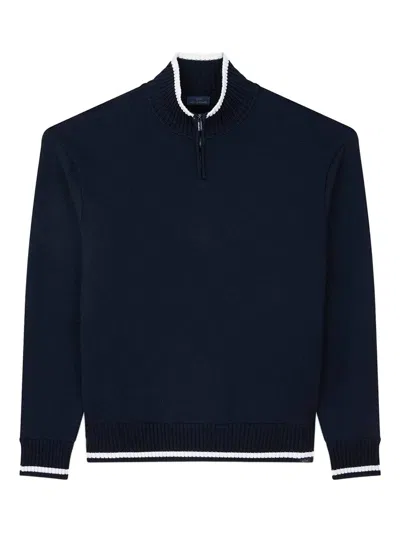 Paul & Shark Soft Cool Touch Wool Half Zip Sweater In Blue