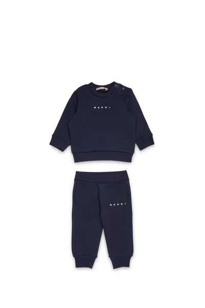 Marni Fleece Tracksuit Set With Institutional Logo In Blue