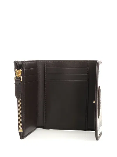 Burberry Compact Wallet With Leather Inserts In Check Pattern