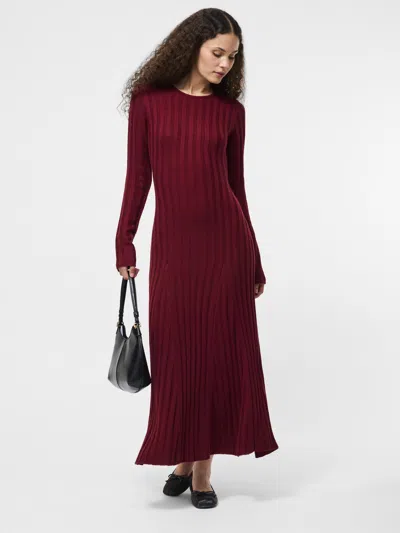 French Connection Long Sleeve Rib Maxi Sweater Dress In Burgundy