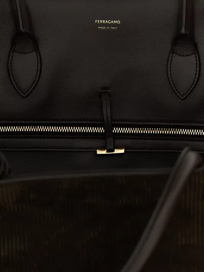 Ferragamo Dark Brown Hug Large Satchel In Brown