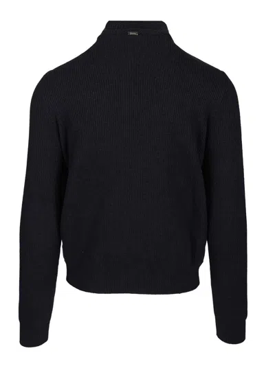 Herno Hybrid Button Quilted Padded Bomber Jacket In Black