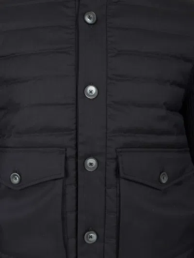 Herno Hybrid Button Quilted Padded Bomber Jacket In Black