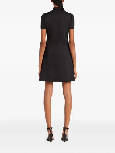 Courrèges Short Sleeve Dress With High Collar And Pockets In Black