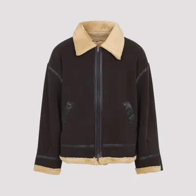 Mastermind Japan Brown Cotton Mutton Jacket With Embroidered Skull Detail In Brown