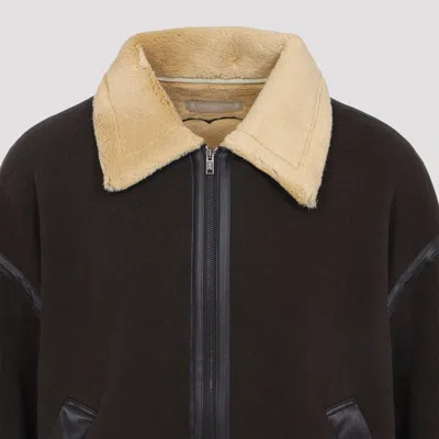 Mastermind Japan Brown Cotton Mutton Jacket With Embroidered Skull Detail In Brown