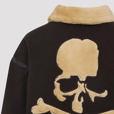 Mastermind Japan Brown Cotton Mutton Jacket With Embroidered Skull Detail In Brown