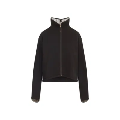Carven High-neck Zip-front Jacket In Brown
