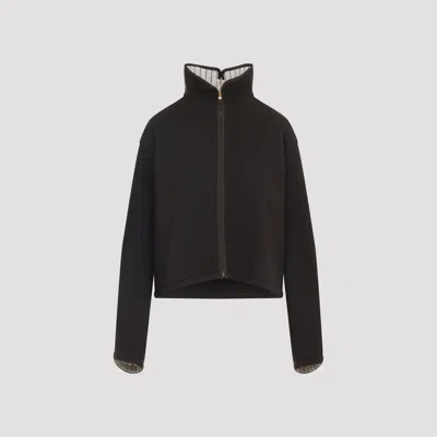 Carven High-neck Zip-front Jacket In Brown