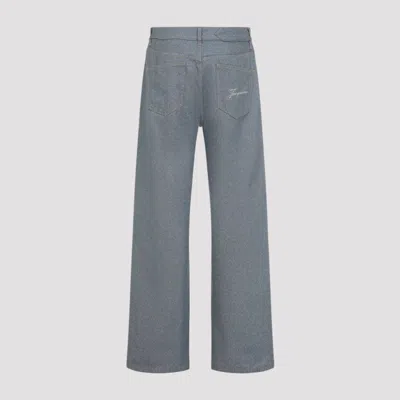 Jacquemus Straight Cut Denim Trousers Pockets In Blue
