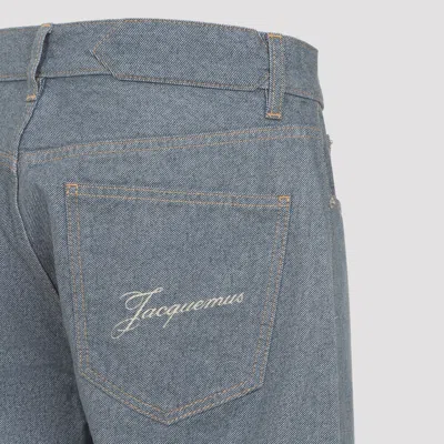 Jacquemus Straight Cut Denim Trousers Pockets In Blue