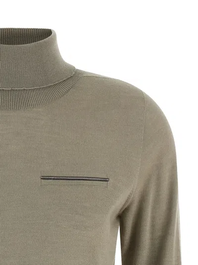 Peserico Jewel Pocket Turtleneck Sweater Sweaters And Cardigans Gray In Gray