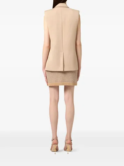 Elisabetta Franchi Knitted Mini Skirt With Sequins Clothing In Brown