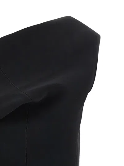 Jacquemus Asymmetric One Shoulder Mini Dress In Black