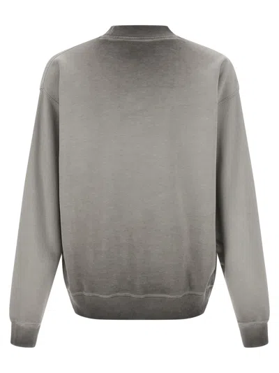 Off-white Crew Neck Long Sleeve Sweatshirt With Ribbed Cuffs In Gray
