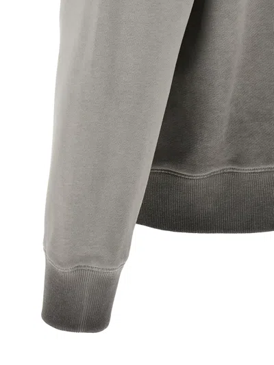 Off-white Crew Neck Long Sleeve Sweatshirt With Ribbed Cuffs In Gray