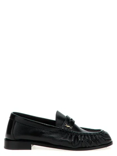 Saint Laurent Le Loafer Loafers In Polished Wrinkled Leather In Black