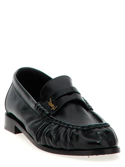 Saint Laurent Le Loafer Loafers In Polished Wrinkled Leather In Black