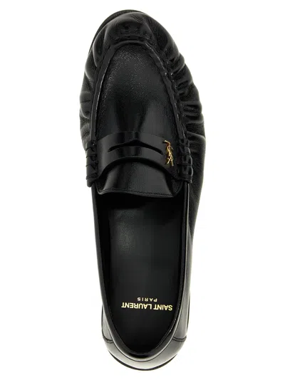 Saint Laurent Le Loafer Loafers In Polished Wrinkled Leather In Black