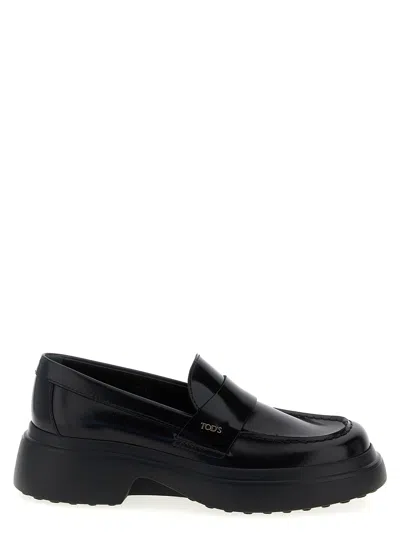 Tod's Leather Loafers With Chunky Sole And Glossy Finish In Black