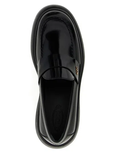Tod's Leather Loafers With Chunky Sole And Glossy Finish In Black
