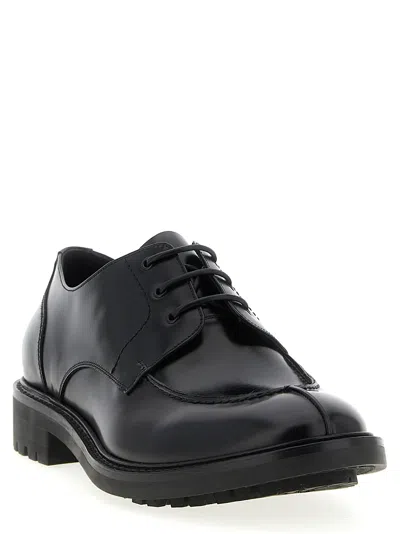 Saint Laurent Smooth Leather Linen Derbies Shoes In Multi