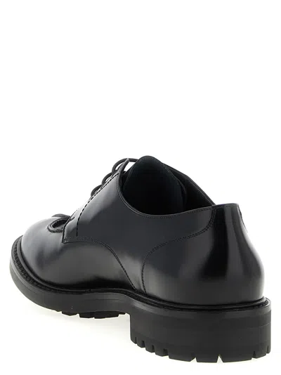 Saint Laurent Smooth Leather Linen Derbies Shoes In Multi