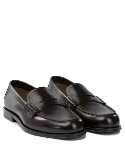 Henderson Baracco Leather Penny Loafers In Blue
