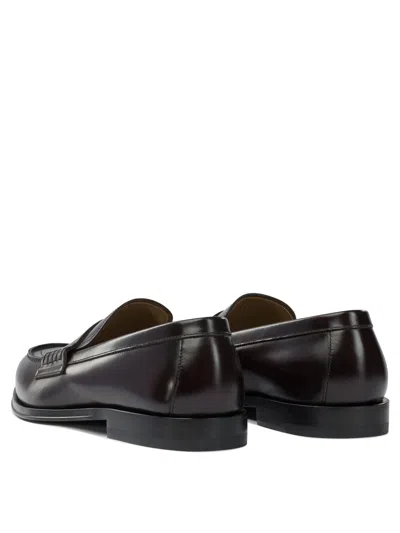 Henderson Baracco Leather Penny Loafers In Blue