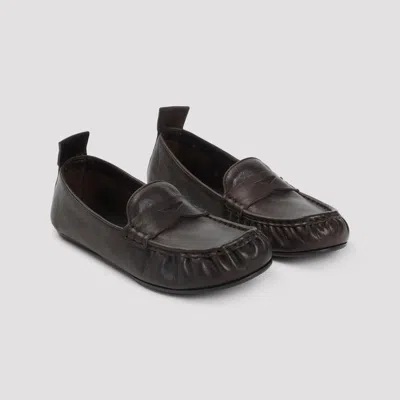 Acne Studios Dark Brown Nappa Leather Loafers With Penny Strap Detail