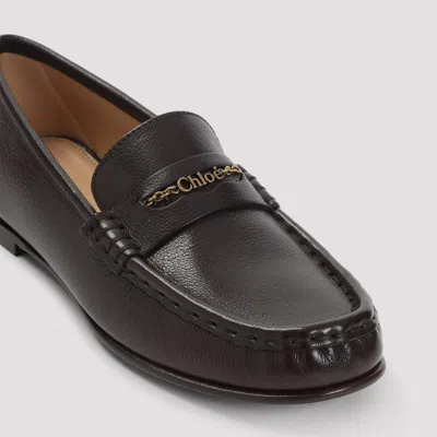 Chloé Logo Icon Leather Loafers In Brown
