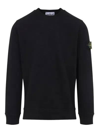 Stone Island Logo Cotton Crewneck Sweatshirt