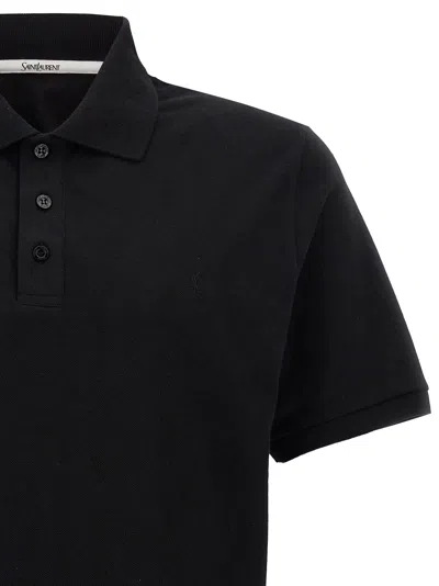 Saint Laurent Cassandre Polo Shirt In Black