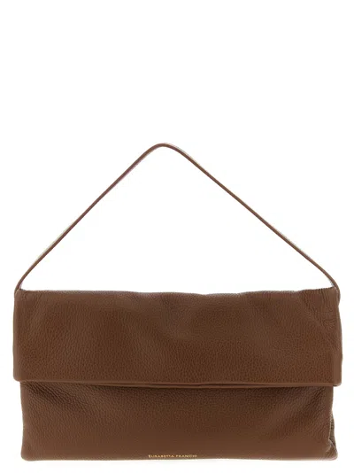 Elisabetta Franchi Signature Shoulder Bag Top Handle In Brown