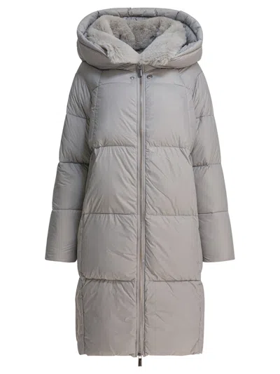 Max&moi Long Down Jacket With Over Hood Coats Grey