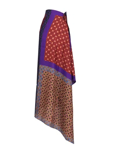 Dries Van Noten Long Wrap Scarf-skirt In Silk Skirts Multicolor In Multi