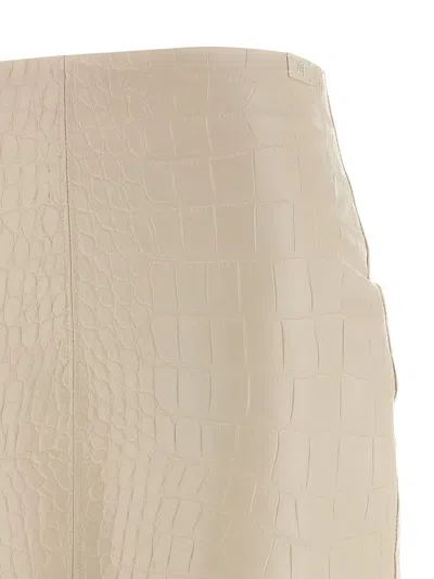 Elisabetta Franchi Crocodile-effect Zip-front Skirt In Neutral