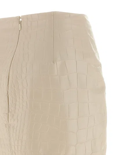 Elisabetta Franchi Crocodile-effect Zip-front Skirt In Neutral
