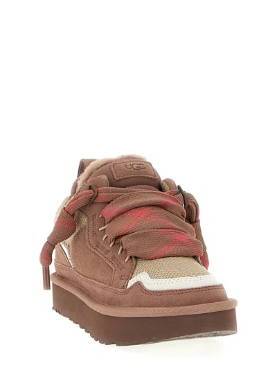 Ugg Ribbon-lace Leather Sneakers In Brown
